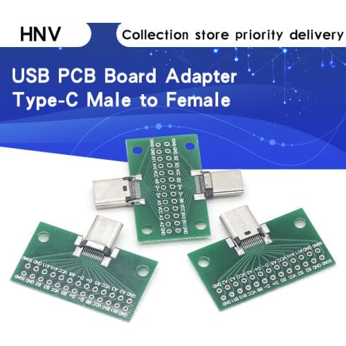 Type-C Male to Female USB 3.1 Test PCB Board Adapter Type C 24P 2.54mm Connector Socket For Data Line Wire Cable Transfer
