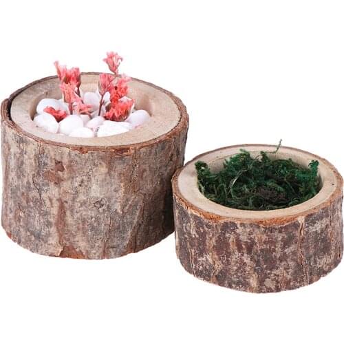 Creative 1 Piece Wood Flowerpot For Succulent Planter Candle Stand Indoor Pot Decoration Ornament