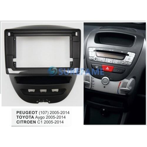 10.1 inch Car Fascia Radio Panel for 2005-2014 CITROEN C1 / TOYOTA Aygo / PEUGEOT 107 Dash Kit Facia Console Bezel Adapter Plate