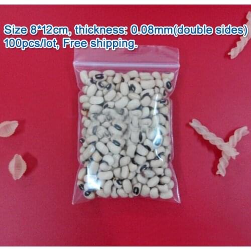 100pcs/lot high quality Transparent PE Zip Lock jewelry Gift Packaging Bags, 8*12cm clear plastic bags for clothing storage