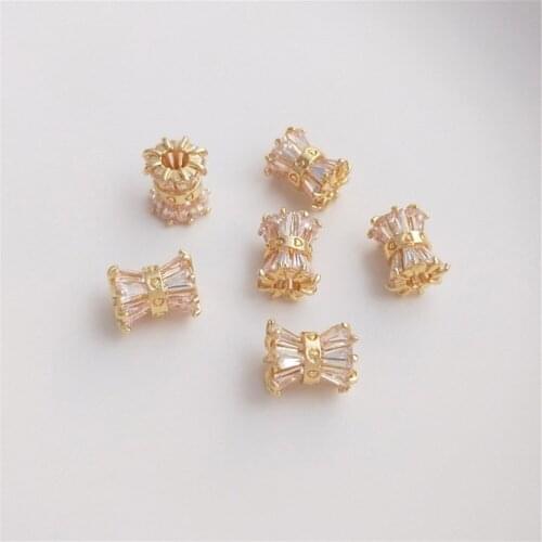 14K Gold Filled T square zircon small man waist beads accessories DIY clavicle chain pendant bracelet road road with beads