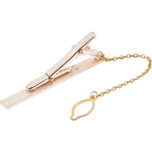2.36 Inch Necktie Clip Rectangle Tie Bar Ornament for Men - Gold