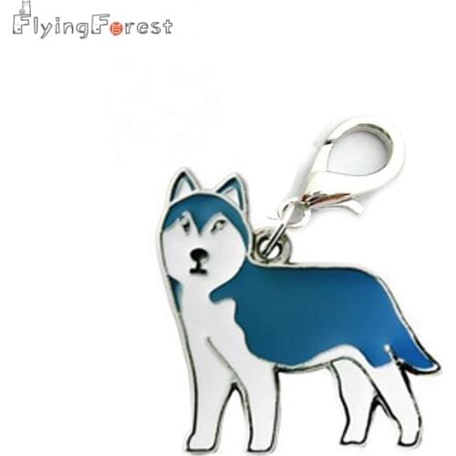 2PCS/LOT Dog Charms for Jewelry Making Charms for Bracelets DIY Bracelet Necklace Pendant Metal Pet Bag Charms Husky schnauzer