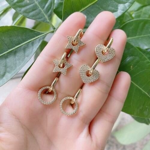 5pairs/lot Trendy Statement Zirconia Round Heart Star Hoop Earrings