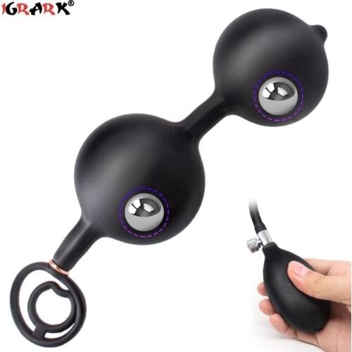 Built-in Steel Ball Anal Plug Inflatable Big Long Anas Masturbator Prostate Butt Massager G-spot Clit Stimulator Adult Sex Toys
