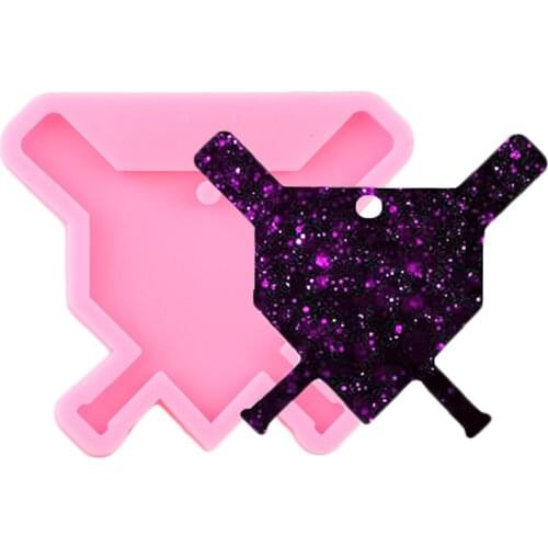 Shiny Glossy Baseball Logo Keychains Silicone Mold Pendant Polymer Clay Molds DIY Handmade Jewelry Moulds