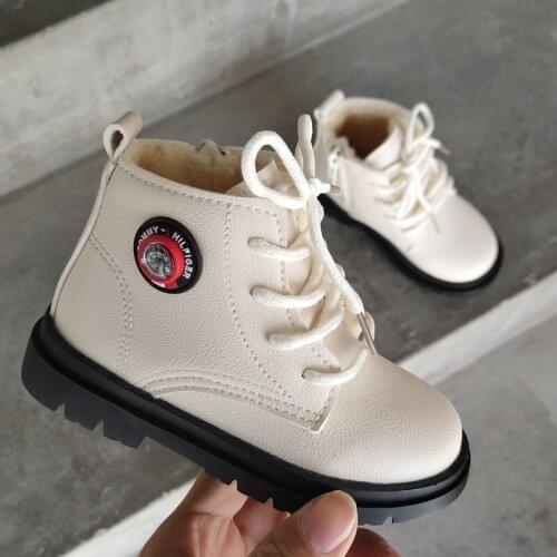 Children Martin Boots Fashion Pu Leather Waterproof Baby Toddler Boots Winter Kids Snow Shoes Girls Boys Ankle Rubber Non-slip