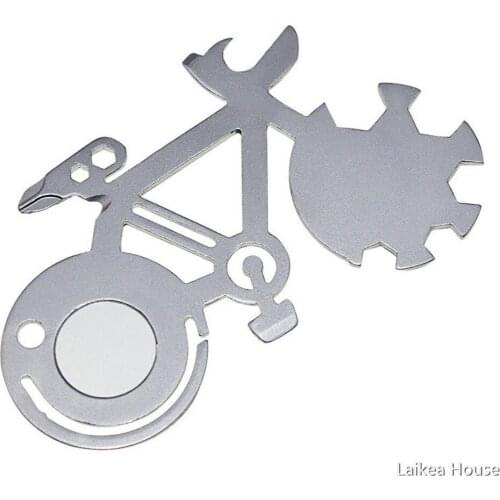 Home Bottle Opener Tool EDC Card Metal Craft Portable Bicycle-Shaped Head Screwdriver Spanner Kitchen Bottle Can Opener Tools