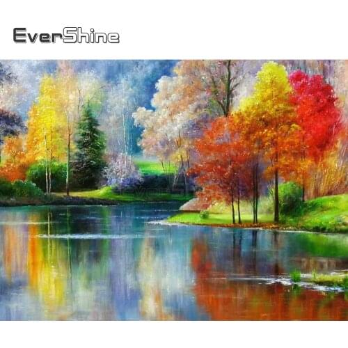 EverShine Full Square Diamond Painting Building Cross Stitch Diamond Embroidery Scenery Cross Stitch Kits Diamond Art Wall Decor