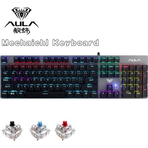 Gaming Mechanical Keyboard Blue Red Switch 104key RU/US Wired Keyboard Anti-ghosting Mix Backlit LED USB For Gamer PC Laptop