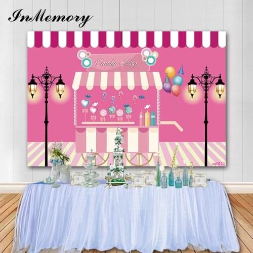 InMemory Donut Shop Party Wall Candy Bar Backdrop Girls Baby Shower Happy Birthday Party Photo Background Photo Studio Banner