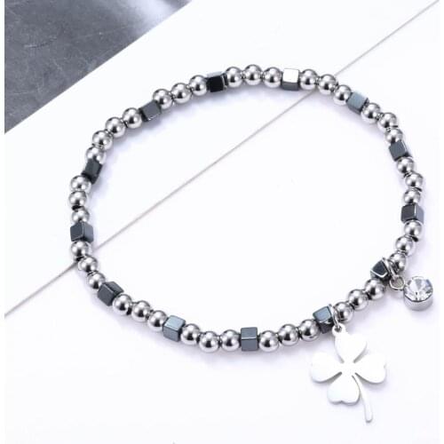 Stainless Steel Clover Owl Starfish Crystal Charms Bracelet For Women Beaded Bracelet Fashion Jewelry Pulsera Girls Gift Female