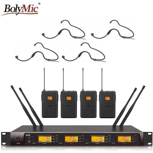 Bolymic UHF 4 channels Wireless Microphone Headset Headworn condenser microphone