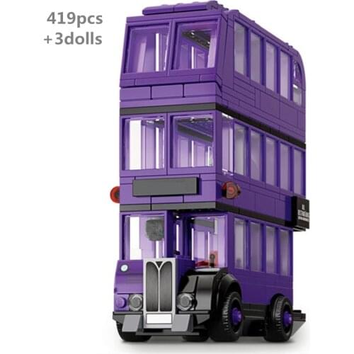 City Magic Knight Triple Decker Bus Building Blocks Harris Classic Model Compatible With Bricks Toys Creative Fun Gift For Kids