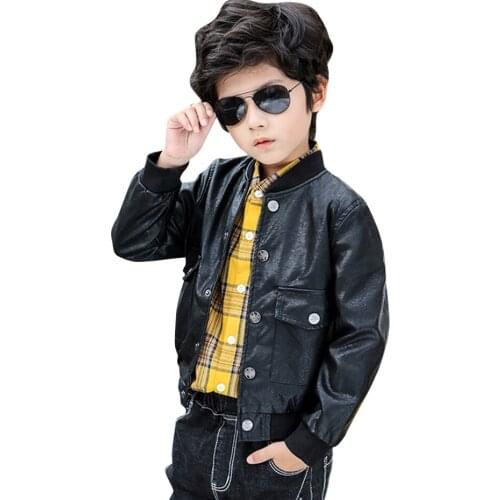Girls Leather Jacket Solid Color Girl Coats Kids Spring Autumn Outerwear For Children Casual Style Childrens Clothing Girl 6 8