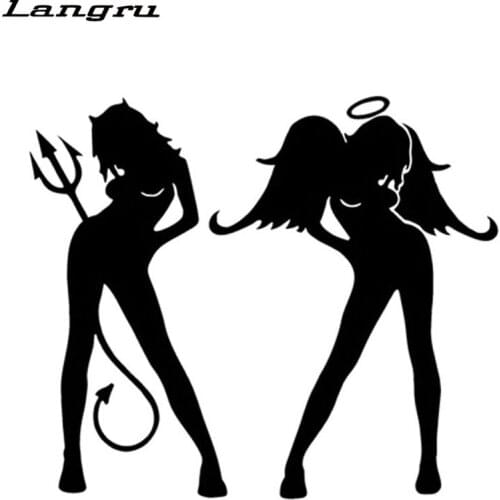 Langru Hot Sale Angel And Devil Sexy Girl Decorative Car Stickers Motorcycle Decals Car Accessories Jdm