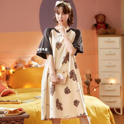 Summer Women Sleepwear Cotton Nighty Nightdress Fashion Sexy Lingerie Nightgown Lady Nightwear Female Night Home Cloth Dress