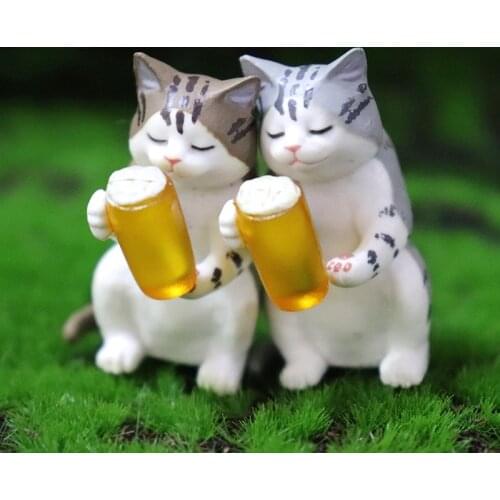 Mini Beer Cat Car Dashboard Toy Decor Auto Accessories Interior Cartoon Kitten Figures Dolls Cute Toys For Car Ornaments Gifts