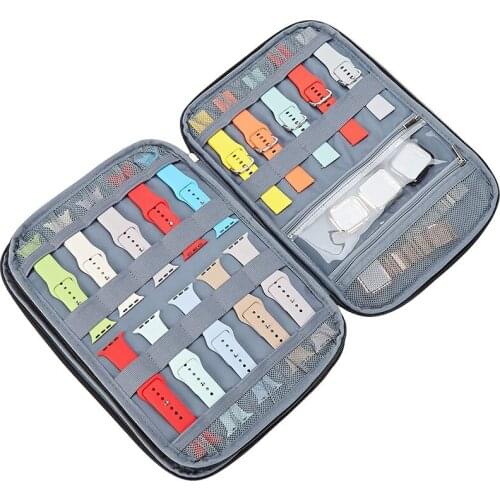 Multifunction Portable Watch Organizer for Apple Watch Strap Travel Carrying Case Watchband Storage Bag Pouch Gray Black A/B