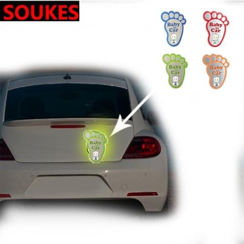 Baby In Car Styling Body Footprint Warning Sticker For Audi A3 A4 B8 A6 Q5 C7 8v B5 Mercedes Benz W203 W204 W205 W124 W212 AMG