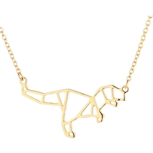Newest Dinosaur Animal Pendant Necklace Jewelry Simple Origami Dinosaur Necklace Lovely Animal Necklace For Chirdren or Friends
