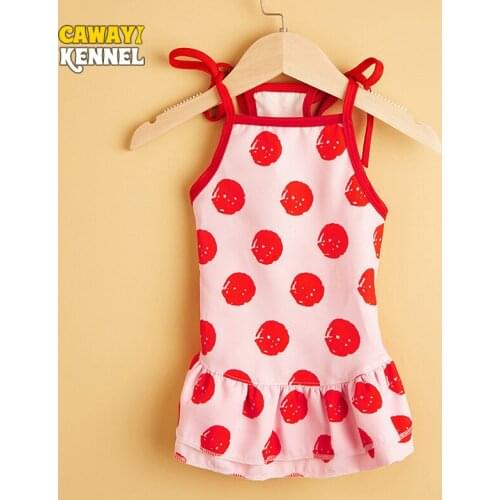 Cawayi Kennel Summer Print Cute Pet Dresses for Small Dogs Cats Suspender Cats Skirt Comfortable Fashion Pet Supplies Clothes