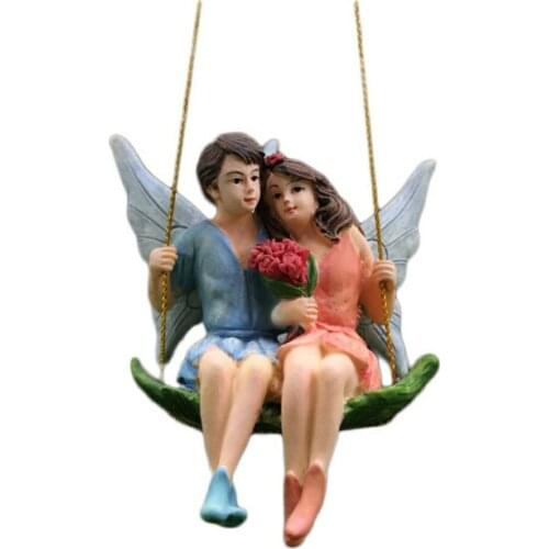Couple Flower Fairy Garden Pendant Creative Scene Decorations Resin Crafts Suitable For Valentines Day