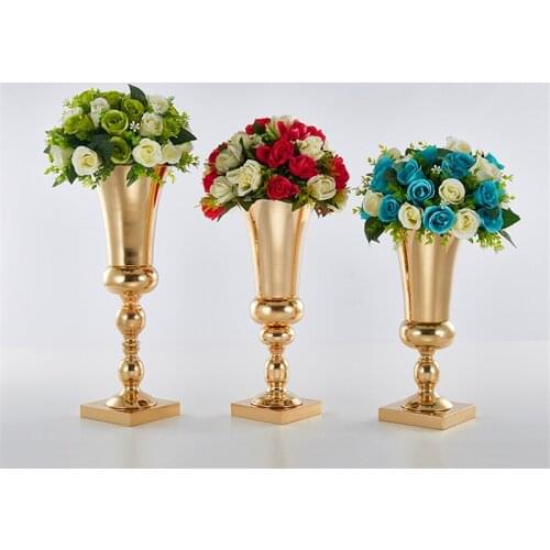 Golden Silver Metal Vase Party Desktop Center Decorations Road Leader Candlestick Wedding Props Home Decoration