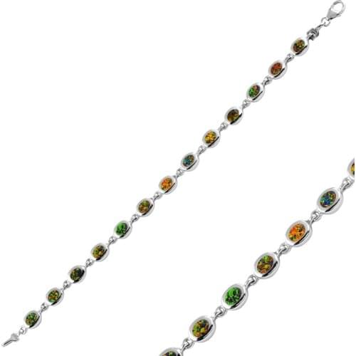 Silver 925 Sterling Opal Gemstone Bracelet