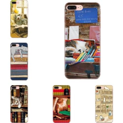 Silicone Phone Cover Bag For Sony Xperia Z Z1 Z2 Z3 Z4 Z5 compact Mini M2 M4 M5 T3 E3 E5 XA XA1 XZ Premium Cats And Library Tree