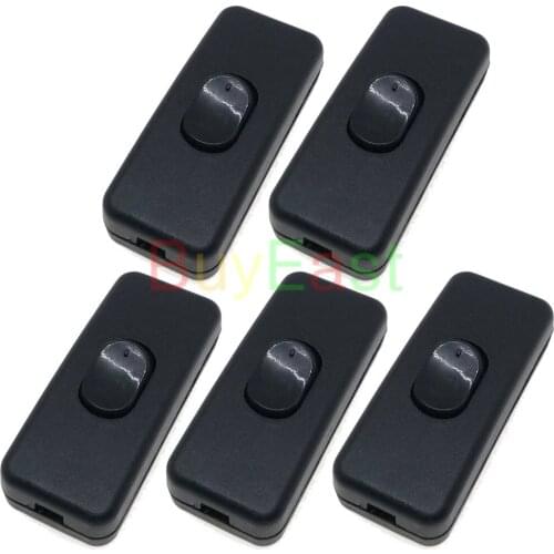 Pack 5) Inline On/Off Desk Light Lamp Cord Switch AC100~250V 2A White Black