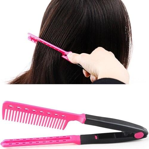 V Type Hair Straightener Comb Folding DIY Massage Anti-Static Hairdressing Comb Hair Brush For Salon Modelling Tools Wholesale