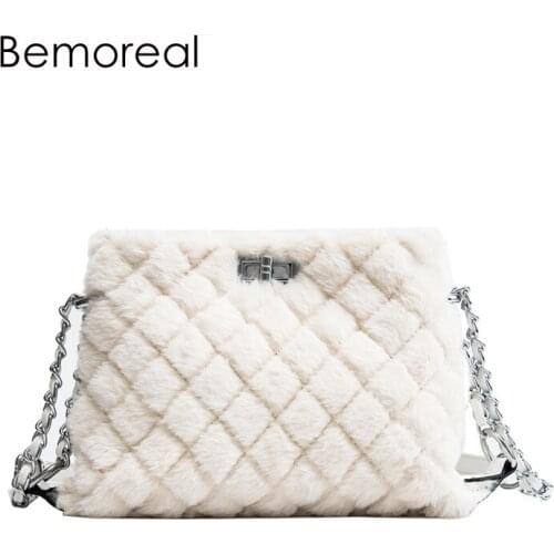 Bemoreal bags handbags women famous brands crossbody bags for women clutches VELOUR shoulder bag fashion faux fur messenger bag