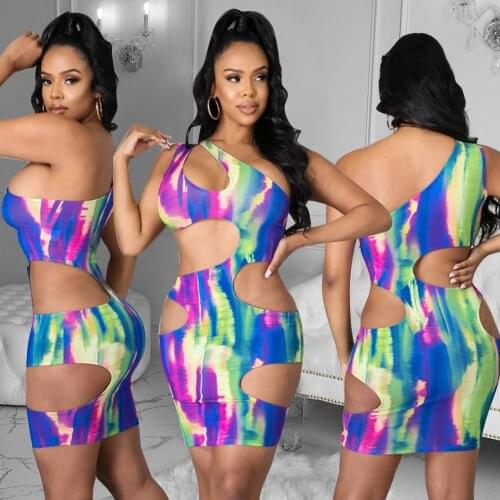 One Off Shoulder Women Hole Sexy Bodycon Women Dresses