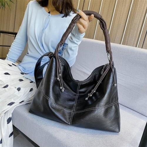Women Shoulder Hobo Bags Luxury Hand-woven handle Bag Shopper Leather Big Tote Handbags with Tassels Female Large Crossbody Bags