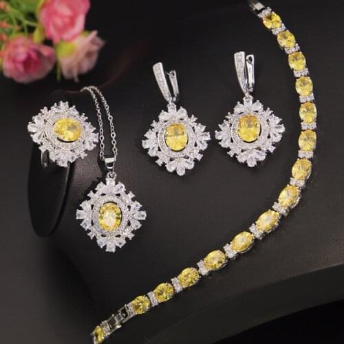 Zlxgirl jewelry brand peach zirconia bridal jewelry sets for women high quality copper chain pendant ears bracelet bijoux set