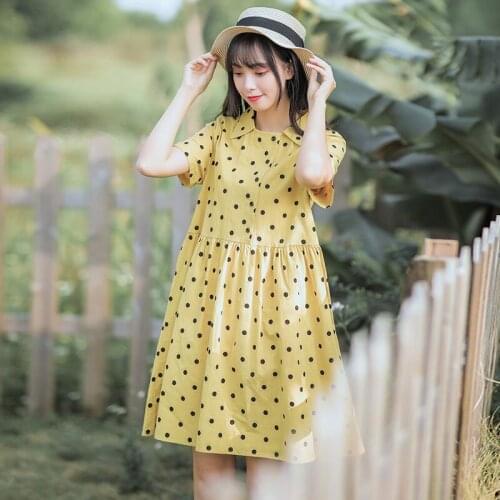 Mori girl polka dot dress 2019 new design short sleeve casual dress summer fashion vestidos