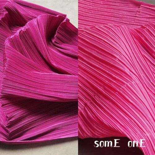 Stiff Pleated Fabric Rose red Miyake Folds DIY Patchwork Pants Decor Art Painting Dress Designer Fabric 50*150cm