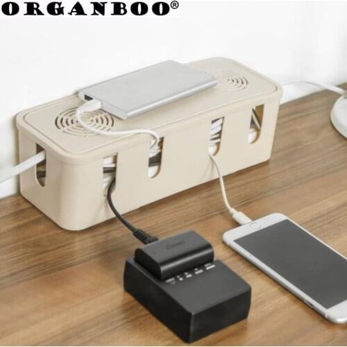 1PC Plastic storage box with cooling hole power cord management cable desktop organizer wire socket storage box