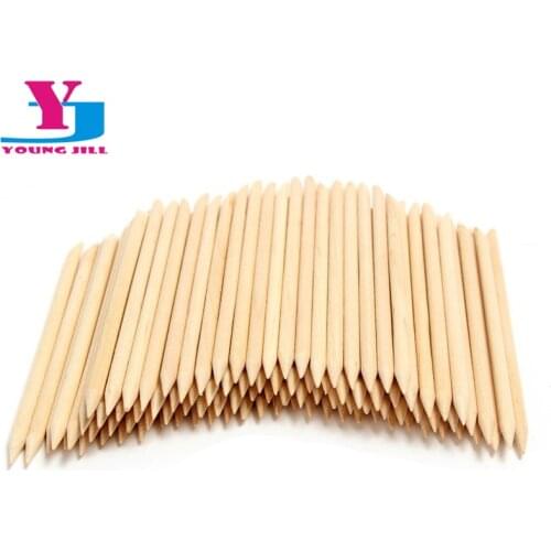 100Pcs Wooden Sticks High Quality 2Way Nail Art Orange Wood Cuticle Pusher Remover Manicure Tool For Removing Stickers Wholesale