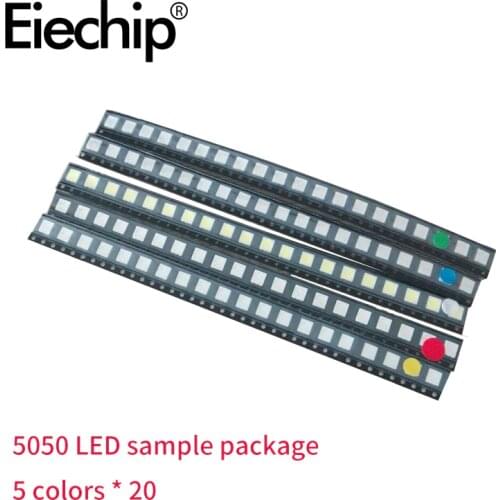 100pcs/Lot SMD Diode 5050 LED Light DIY Electronic components leds Kit, White Yellow Red Green Blue 0.2W 60MA Diodes