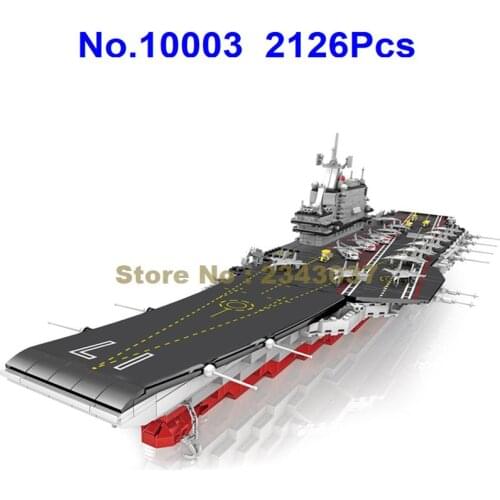 10003 2126pcs A001 Military 1:340 Aircraft Carrier With Sound & Light Building Blocks Toy