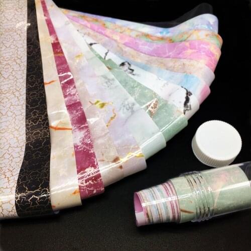 15rolls/box Marble Stone Nail Foils Nail Art Transfer Paper Stripe Gold Crack Transfer Decals White Marbling Nails Decorations