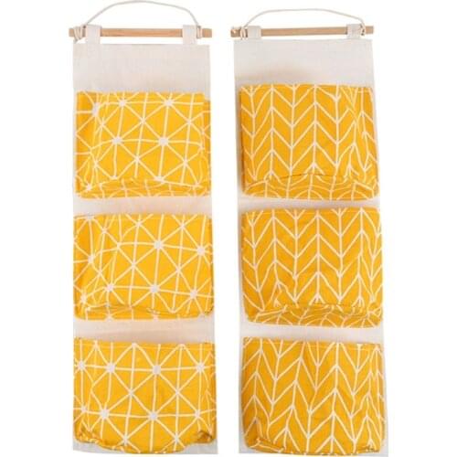 2 Pcs Wall Hanging Storage Bag 3-pockets Multipurpose Hanging Contain for Bathroom Home Office Household Debris Storage