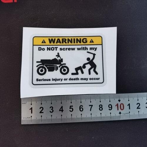 2PCS Fun Warning Mark Do Not Touch My Motorcycle Motorbike Stickers Decals 8cmx5.6cm