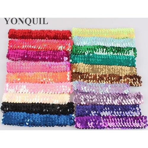 21Colors New 2018 Beautiful Glitter Sequins Headbands girls kids Hair Accessories Elastic Hair Band Sports Headwear 100pcs/lot