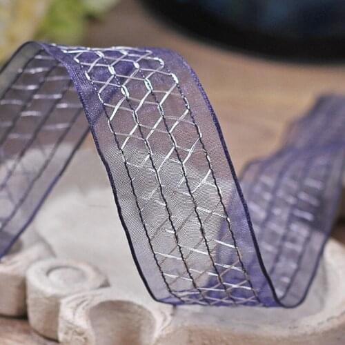 5yards/lots Silver Stripe Jumper Snow Yarn Organza Satin Ribbon for DIY Hair Accessories Gift Bouquet Packaging Wedding Decor