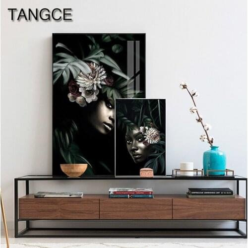 Abstract Pretty Indian Girl Poster Print Modern Canvas Art Beautiful Black Women Wall Art Picture for Living Room Nordic Tableau