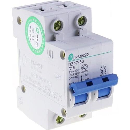 AC 2P 6A 10A 16A 20A 25A 32A 40A 50A 63A Circuit breaker 230~400V MCB 2 Poles Solar Energy Photovoltaic PV Mini AC Air switch