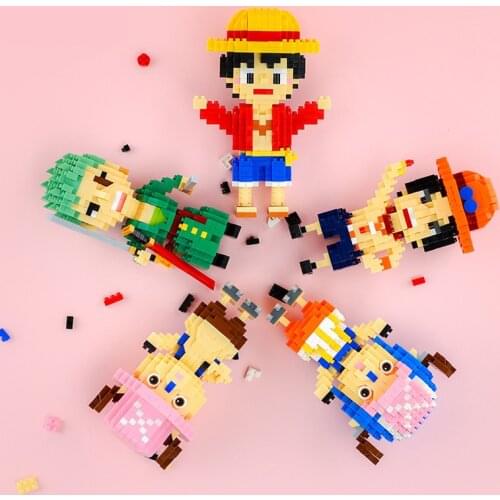 Anime One Piece Blocks Pirate Monkey D Luffy Chopper Zoro Portgas Ace Mini Building Diamond Small Brick For Blocks Toy